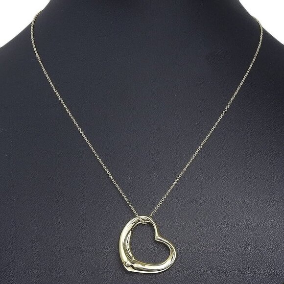 TIFFANY&Co. Open heart Necklace Elsa Peretti K18 yellow gold heart 9.8g Women - Picture 1 of 10